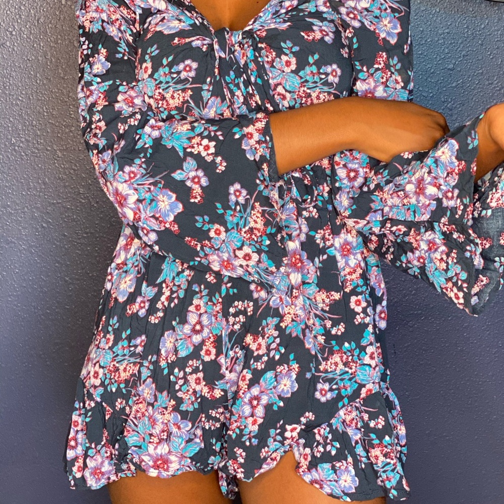 Blue/Purple Floral Short Romper